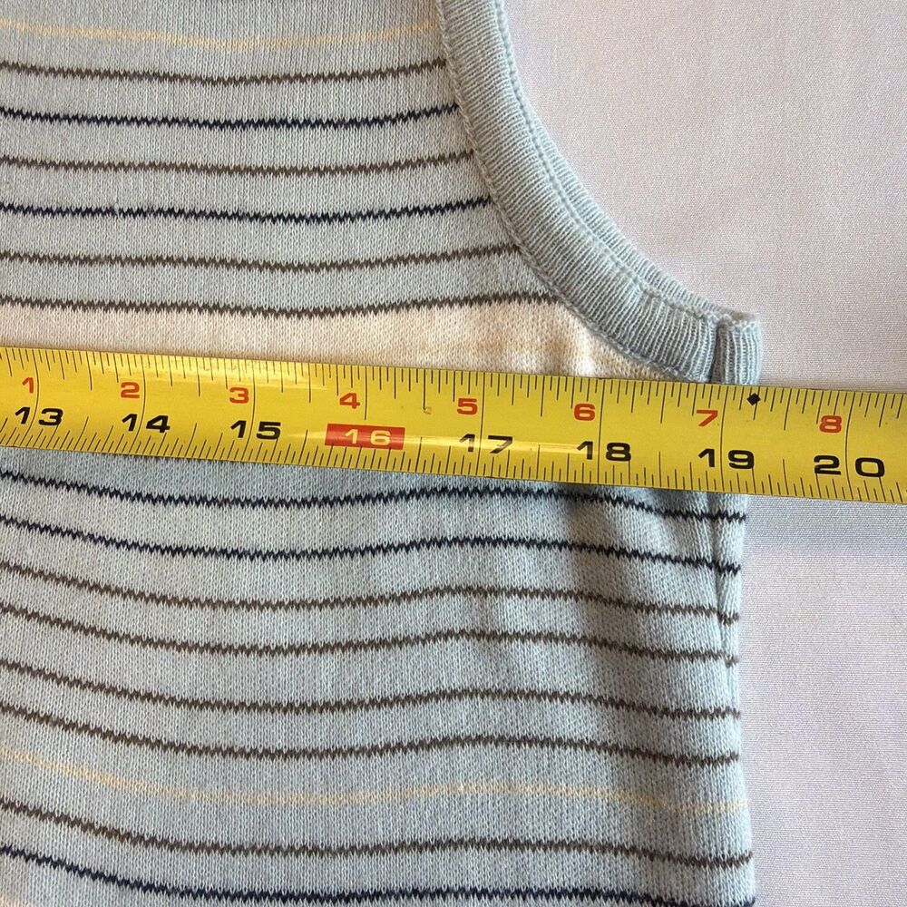 Vintage Karen Lessly Striped Knit Tank Top Sweater Vest Blue Brown M - Picture 6 of 7